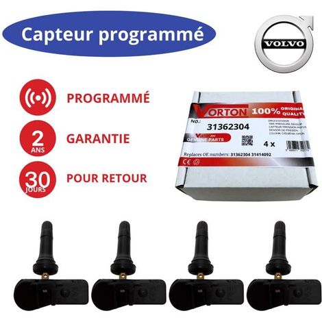 Pack of 4 programmed TPMS sensors 433 MHz for VOLVO S60 III / V60 II / S90 II / XC90 II - ref 31362304 / 31414092