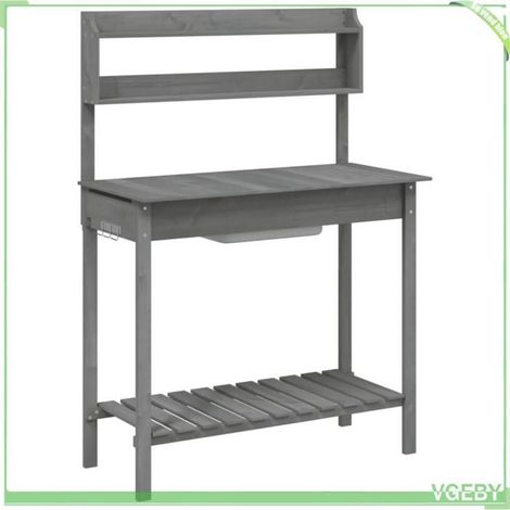Table de rempotage - FAFEICY - 156348 - Bois massif sapin - Évier plastique amovible - Dessus extensible (gris) (1/5)