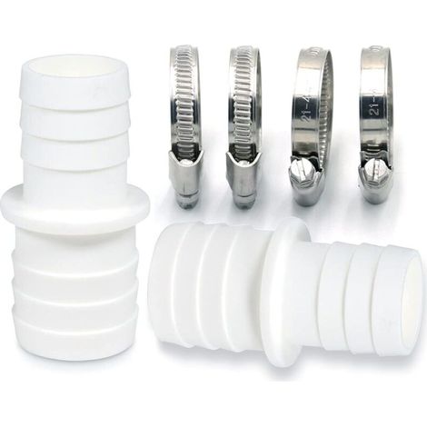Juego de 2 adaptadores para manguera con abrazaderas - Adaptador para manguera de piscina - Extremo de manguera doble (2 x 32 a 38 mm)