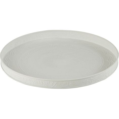 Plateau rond en métal embossé blanc (1/2)