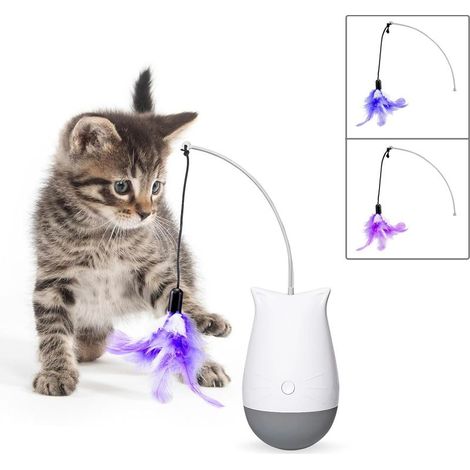 Jouets interactifs pour chat, jouet oscillant pour chat avec 2 modes, jouets en plumes pour chat avec batterie, jouets automatiques pour chaton d'intérieur (1/4)