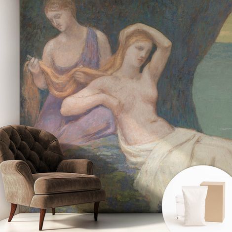 Tapete Vliestapete mit Kleber - trendige Wanddeko - elegant Fototapete für Wohnzimmer - Schlafzimmer Küstenlandschaft 250x250 cm (1/5)