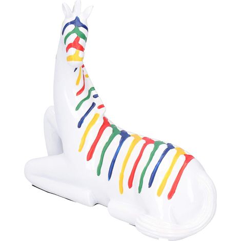 Kneeling Ceramic Horse Figurine, Colorful Handmade Ornament 7.3x2.8x7.1 Inches with Exquisite Design for Home, Living Room, or Study Decoration (1/5)