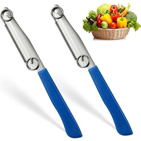 Schnell schneidendes Messer, neuer 3-in-1 multifunktionaler Obstschäler mit herausnehmbarer Feder, scharfer Obst- und Gemüseschneider aus Edelstahl für Küche und Haushalt (2 Stück)