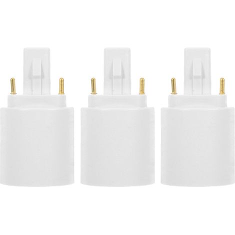 Adaptateur de Douille G24d vers E27 Lot de 3 à 2 Broches Blanc, Compatible Ampoules Led, Usage Bureau et Magasin, Finition Cuivre Nickelé et Pbt Ignifuge (1/5)