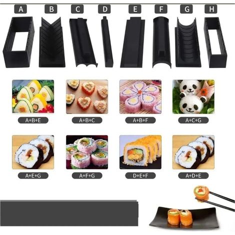 Sushi-Küchenutensilien-Set, DIY-Werkzeugset, 11-teiliges Sushi-Formen-Set, Sushi-Maschine (1/5)