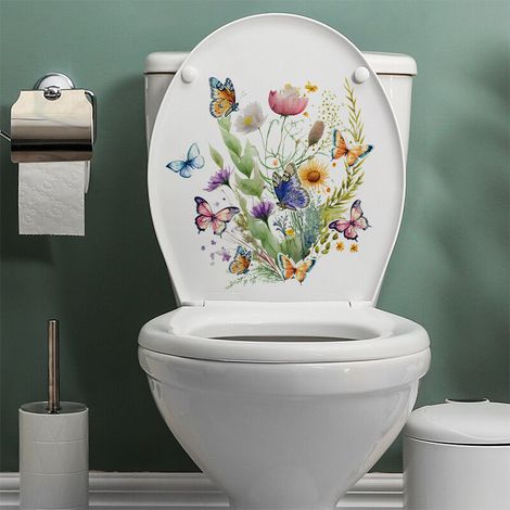 Autocollant Murale Papillon - Décalcomanie Fleurs Jardin - Décoration Murale Chambre Salle De Bain Cuisine - Lot De 12