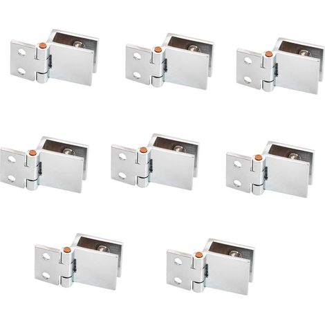 Lot De 8 Charnières De Porte En Verre - 5 Mm - 8 Mm - Réglables - Pince Simple Pour Armoire - Charnières De Porte En Verre - Fixation Murale (1/5)