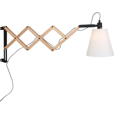 Sienna Dion Applique Murale Dome Noir Mat, Bois Blanc, Métal, Abat-jour Tissu Solide (1/5)