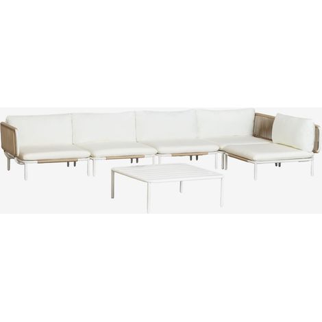 SKLUM Gartenset mit 5-teiliger modularer Ecksofa und Couchtisch aus Stahl Roubly Beige Mandel Rose