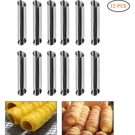 12 Croissantformen aus Edelstahl für die Gebäckherstellung, Spritztüllen für Sahne und Schokolade, Backwerkzeuge (1/5)