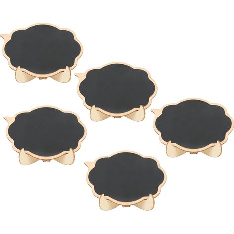 Lot de 10 mini tableaux noirs en contreplaqué de peuplier, motif nuage, avec support pliable, pour mariage (1/5)