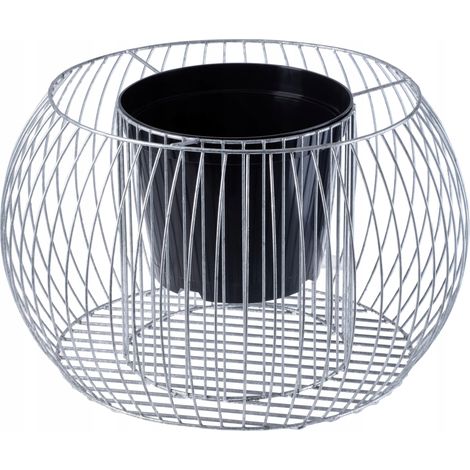 KADAX Gabionen-Pflanzkorb, Gabione, Blumentopf aus Stahl, Silber, 66cm
