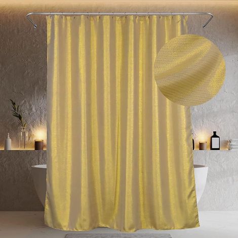 Rideau de Douche Doré: Tissu Scintillant Décoratif pour Salle de Bains Anti-Moisissure, Hydrofuge, Lavable, Luxe Élégant Brillant Métallique 183 x 183 cm (1/5)
