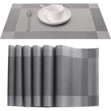 Set de Table - Antidérapant - Lavable - Rectangulaire - 30 x 45 cm - Lot de 6 (1/4)