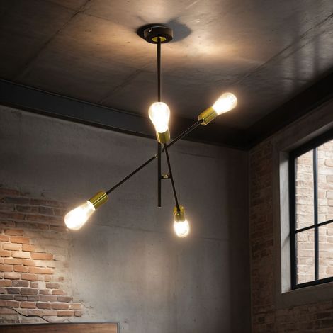 Deckenleuchte Schwarz für E27 Metall Retro Deckenlampe