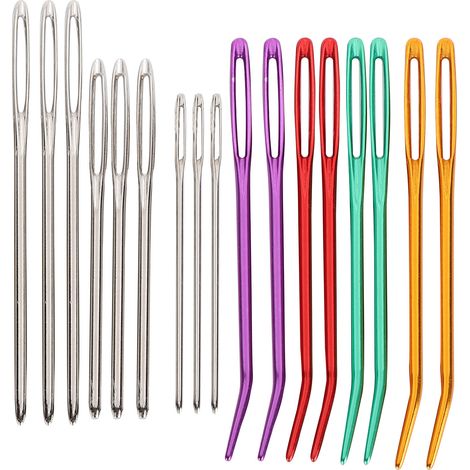 Aiguilles à coudre grand chas, aluminium émoussé, pointe courbée, lot de laine pour tricot, couture et tissage (1/5)