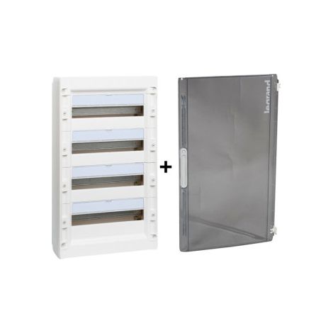 Legrand - Coffret de distribution 72 modules - 4R de 18M + porte transparente - XL3 125 - 401614+401874 (1/5)