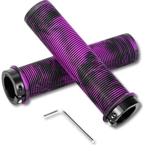 Fahrradgriffe MTB Lenkergriffe Scooter Griffe 22mm Gummi mit Aluminium Lock Violett (1/5)