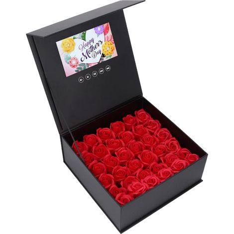 Jewelry Flower Box, Rose Flower Video Player Box with Customizable 7-Inch Video Screen, for Wedding Marketing Businesses (1/5)