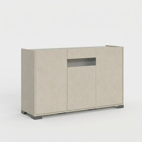 Moderne Design-Anrichte mit 3 Türen und Rauchglas 130x40x81 Riflesso - Beige