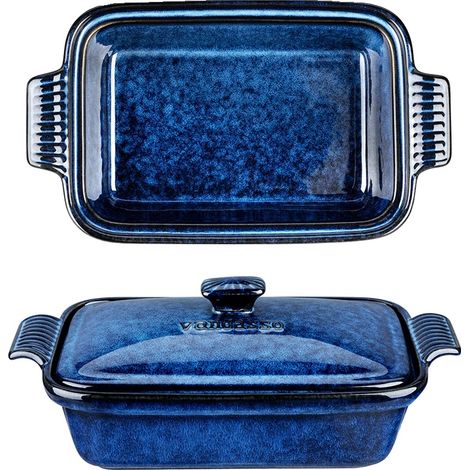 Plat à Casserole Bleu, Design Cuit au Four (1/2)