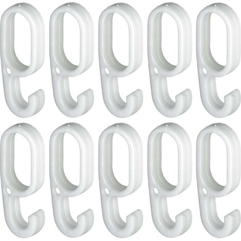 Cyclingcolors – Lot de 10 crochets en plastique blanc pour tringle ovale 30 x 15mm – Accès facile aux vêtements – Assemblage rapide et solide