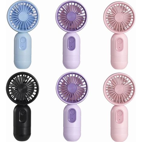 Mini draagbare ventilator 3-pack, schattige draagbare, op batterijen werkende, lichtgewicht kleine persoonlijke ventilatoren met 3 snelheden en USB-oplaadbare wimperventilator voor stijlvolle meisjes, (1/5)
