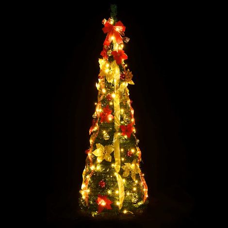 Sapin de Noël Arbre de Noël artificiel escamotable 100 LED vert 150 cm (1/5)