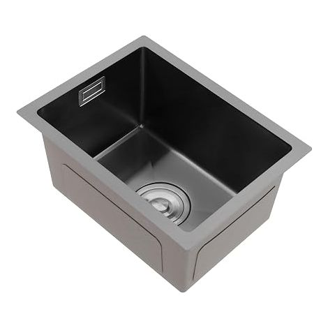 Évier de cuisine moderne en acier inoxydable - 40 x 45 x 20 cm - 1 bac rectangulaire - Petit (noir) (1/5)