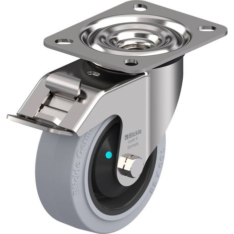 Blickle 583112 Ruota in acciaio inox con sistema di blocco con supporto girevole e cuscinetti a sfera (1/2)