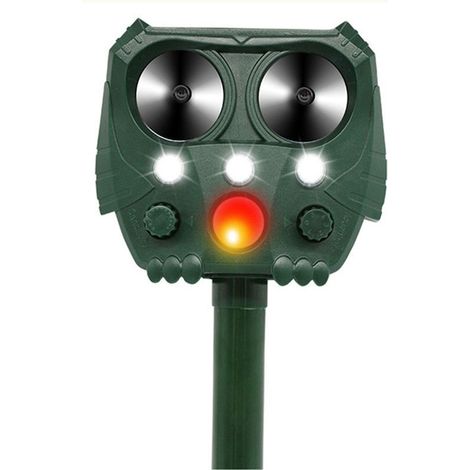 Répulsif à ultrasons contre les oiseaux, souris, rats, pigeons, moustiques, insectes, chiens et chats. Solaire, étanche, avec détecteur de mouvement. Idéal pour le jardin. Vert. (1/5)