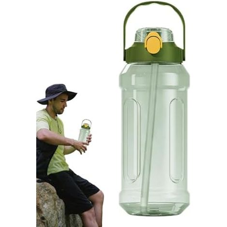 Gourde de sport à double bec verseur  Gourde grande capacité à double bec verseur avec graduation, idéale pour le camping, le sport, les voyages, la salle de sport, la randonnée et l'école. (1/5)