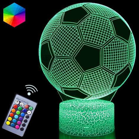 MINKUROW Luz Nocturna De Fútbol Para Niños, Lámpara De Ilusión 3d, Luz Led Para Guardería, Control Remoto, 16 Colores Cambiantes, Regulable, Regalos De Navidad Para Niñas, Niños, Sala De Estar, Dormit (1/5)