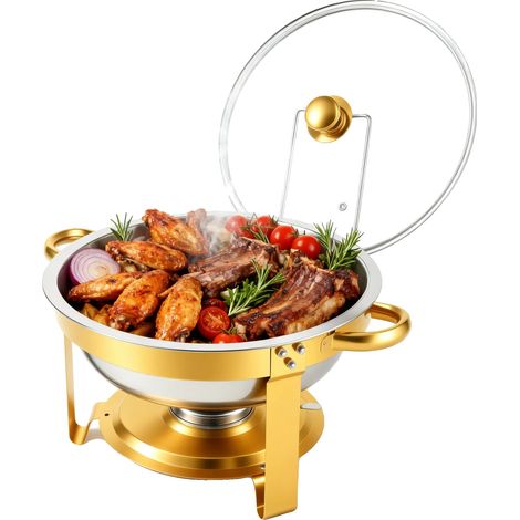 Serveur de buffet, acier inoxydable, capacité de 5QT, 1Pack (1/2)