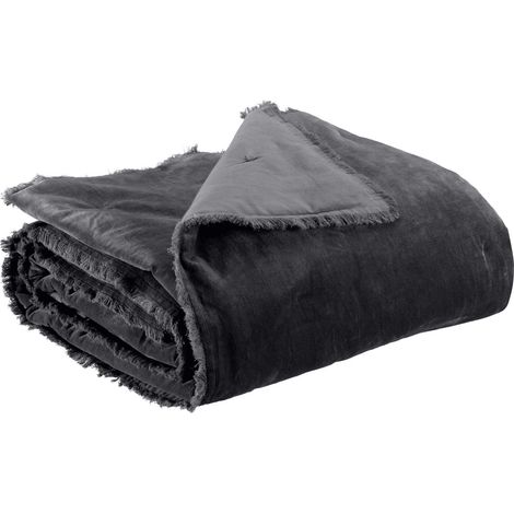 VIVARAISE - Plaid uni Vivaraise Fara - Housse 100% coton, garnissage 100% polyester - 135 x 200 cm