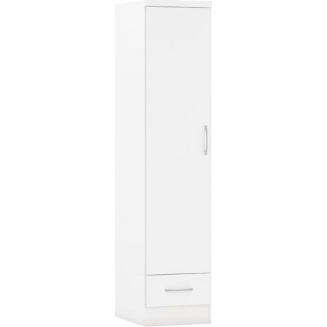 Nevada 1 Door 1 Drawer Wardrobe - L52 x W40 x H182.5 cm - White Gloss (1/5)