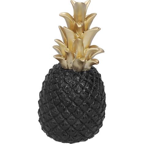 Ananas artificiel en résine, décoration pour la maison, style nordique, noir et or, taille moyenne. (1/5)