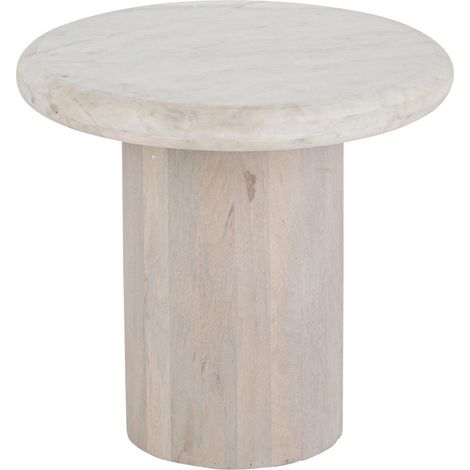 Table d'Appoint en Marbre "Noor" 46cm Blanc Cassé (1/5)