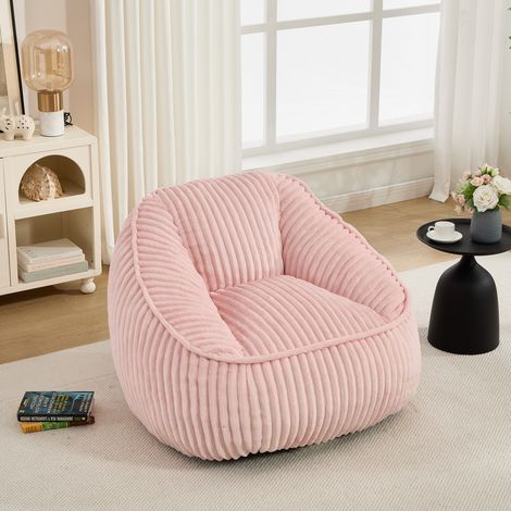 Sillón puff de pana rosa con espuma viscoelástica, 98 x 92 x 73 cm OKMYHOME (1/5)