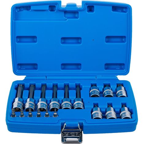 BGS Bit-Einsatz-Satz Antrieb Innenvierkant 6,3 mm (1/4") / 12,5 mm (1/2") T-Profil (für Torx) mit Bohrung 18tlg. - 5174 (1/5)