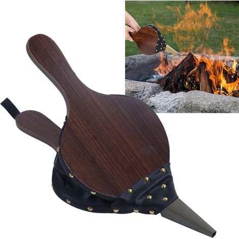 Souffleur manuel pour barbecue d'extérieur, souffleur en bois pour pique-nique, souffleur en bois, souffleur d'air en cuir (1/5)