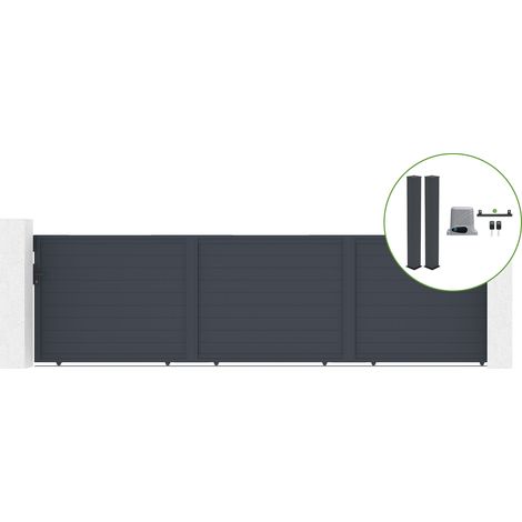 Puerta corredera 6M EIGER H160cm aluminio + 2 postes H.190cm + motor RANGER C300 (1/5)