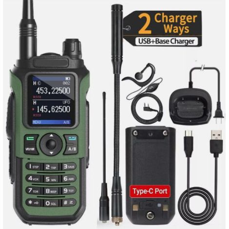 Talkie-walkie Baofeng UV-21 Pro V2 – Portée étendue 10 km – Rechargeable – 16 canaux – Lampe torche LED intégrée – Communication professionnelle