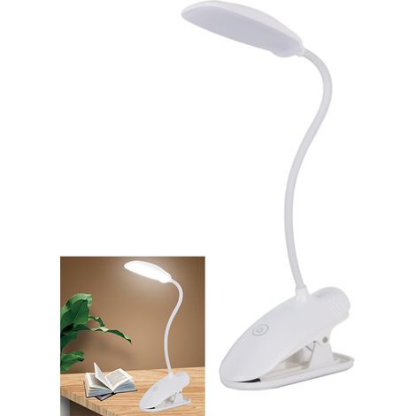 Lampe De Lecture - Lampe À Pince LED Avec Collier Flexible 360° - Réglage Tactile De La Luminosité Et Température De Couleur - Batterie Intégrée 1800 mAh - Pour Bureau Livre Table De Chevet - 1 Pièce (1/5)
