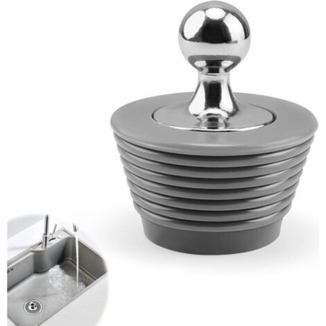 Badewannenabflussstopfen, konisches Silikonmaterial, Badewannenstöpsel, Silikonstöpsel mit Griff aus Zinklegierung (1/4)