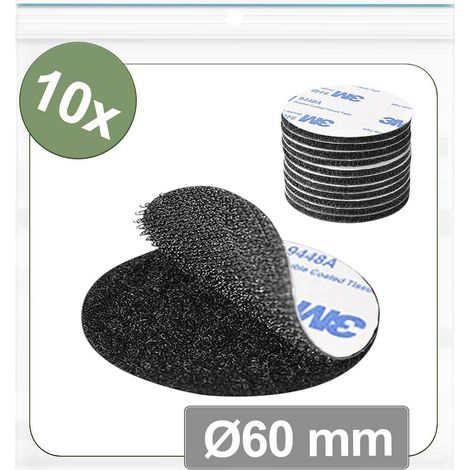 Quadrios 25CA663 Punti a strappo da incollare Lato morbido e lato rigido (Ø) 60 mm Nero 10 pz.