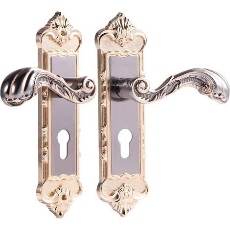Rosvola Serrure de porte - Poignée Serrure de porte Style européen Serrure de porte intérieure Rétro Vintage Serrure de porte Intérieur Anti-vol Chambre Serrure de porte (1/5)