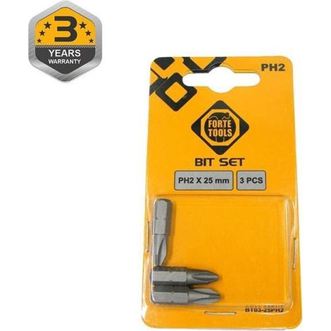 Forte Kit d'embouts PH2 acier pack de 3
