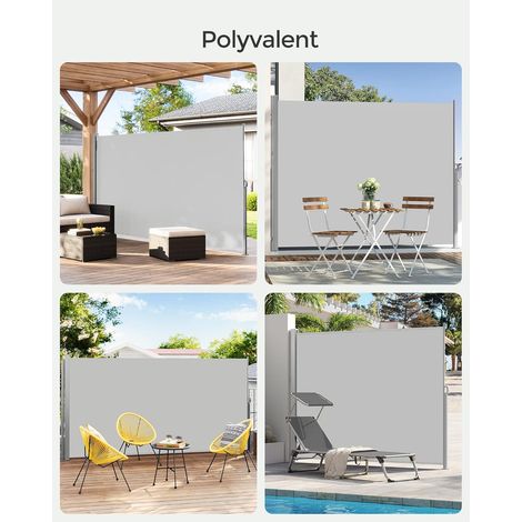 Songmics – Store latéral rétractable 200 x 400 cm – Toile polyester 220 g/m² UPF 50+ – Acier traité – GSA504G03